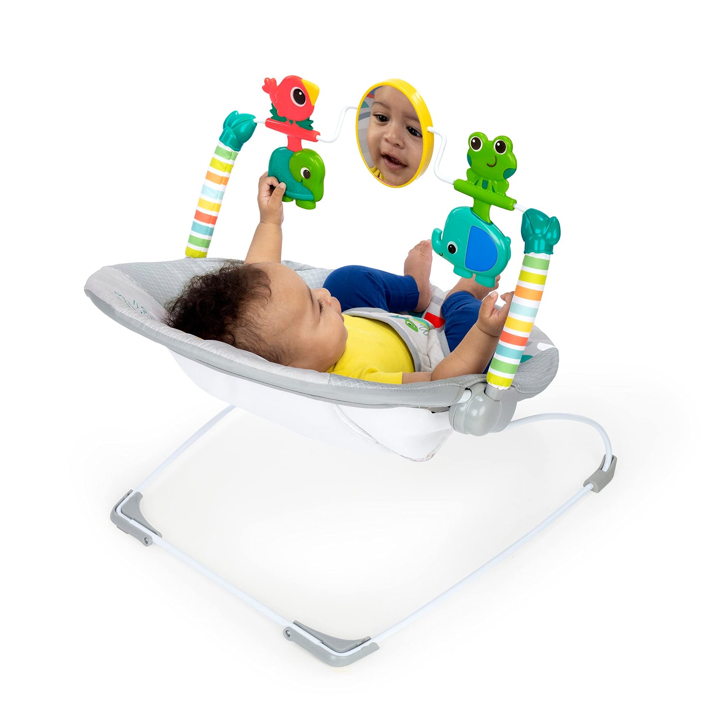 Bright Starts Playful Paradise - Asiento cómodo para bebé con vibración calmante y juguetes, unisex, 0-6 meses