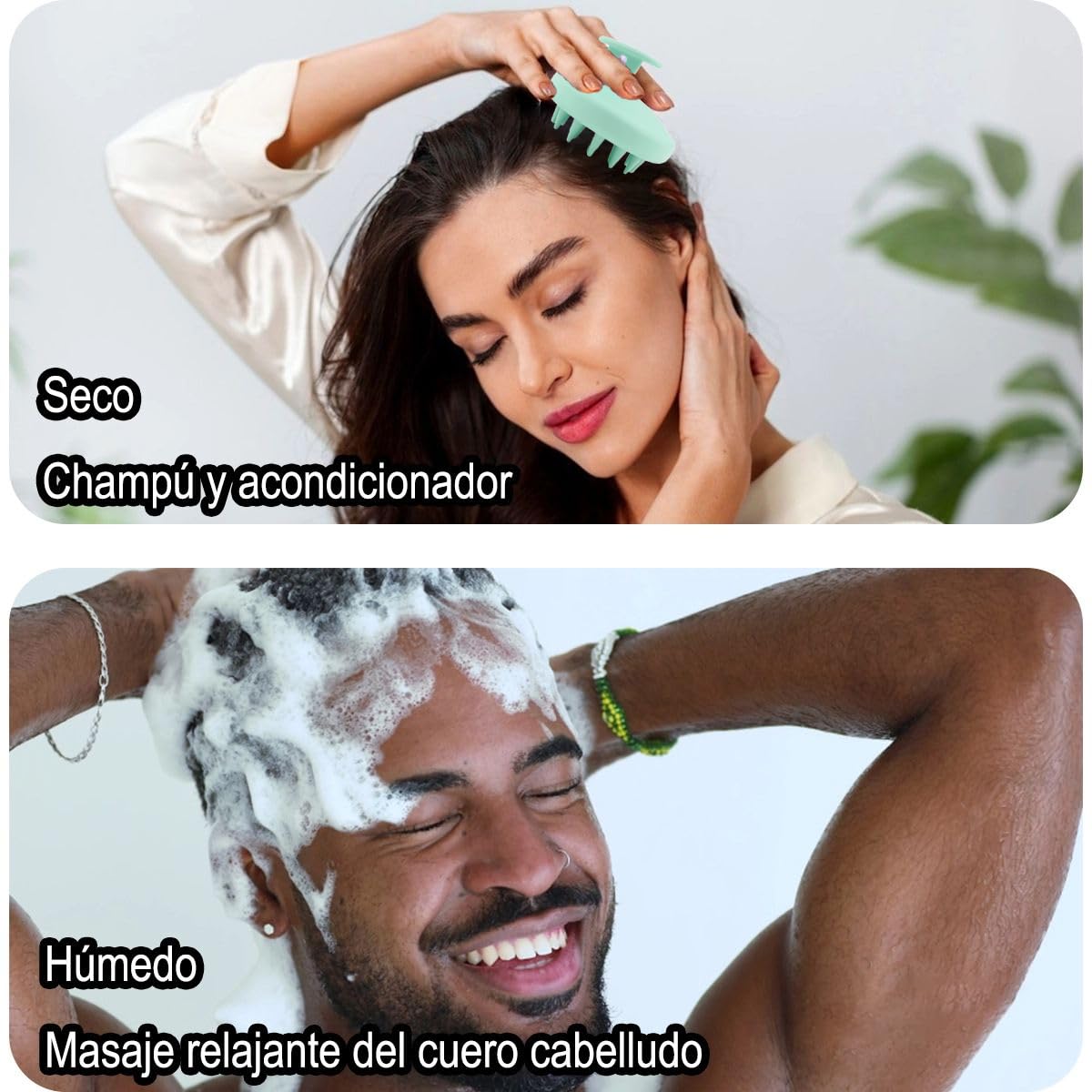 Masajeador de Cuero Cabelludo Cepillo de Silicona Azul para Uso Seco y Húmedo con Cerdas Suaves para Hombre y Mujer