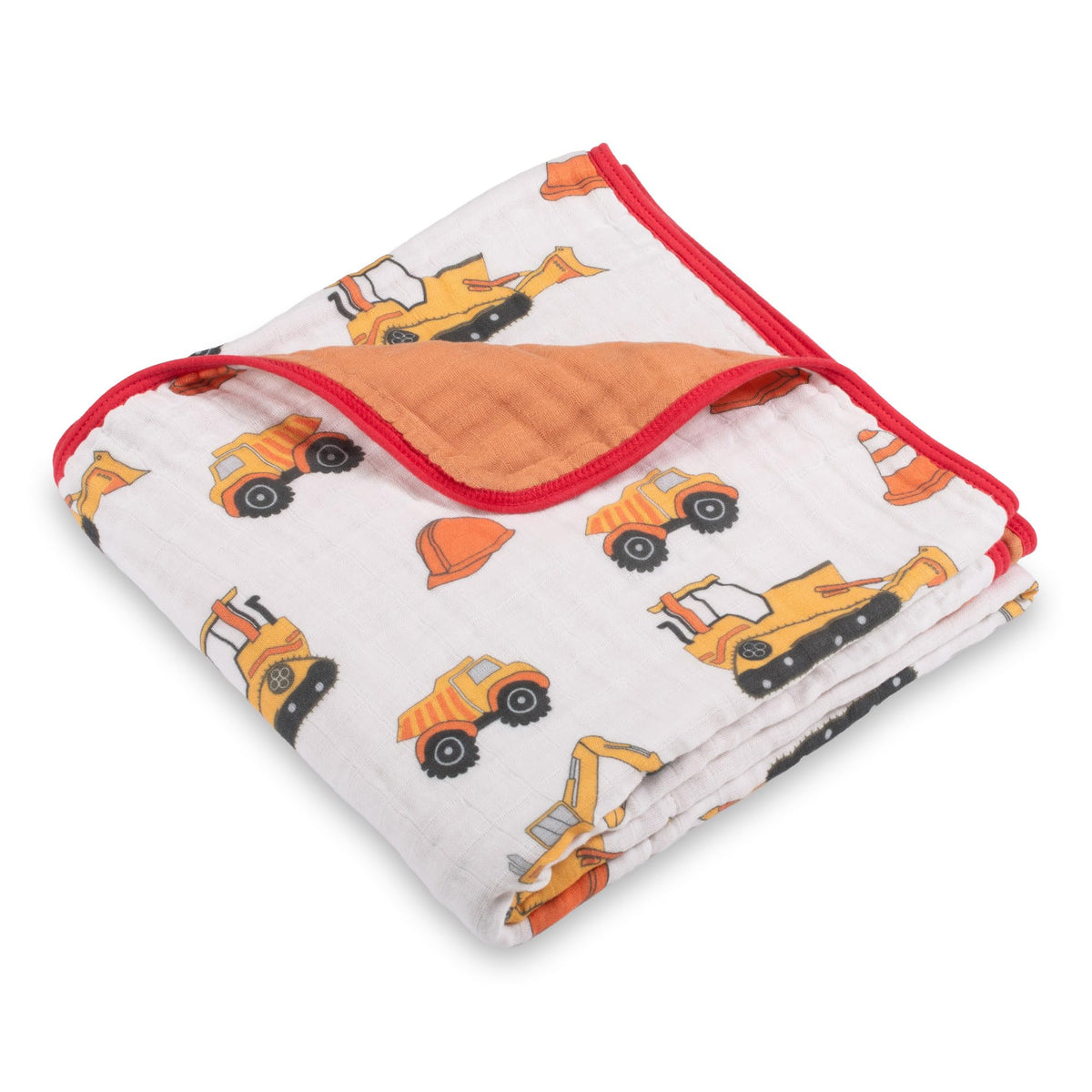LollyBanks - Colcha de muselina para bebé, 6 capas, 100% algodón, 47 x 47 pulgadas, suave, ligera y transpirable para bebés y niños, manta acogedora para cuna para niños (impresión de construcción)