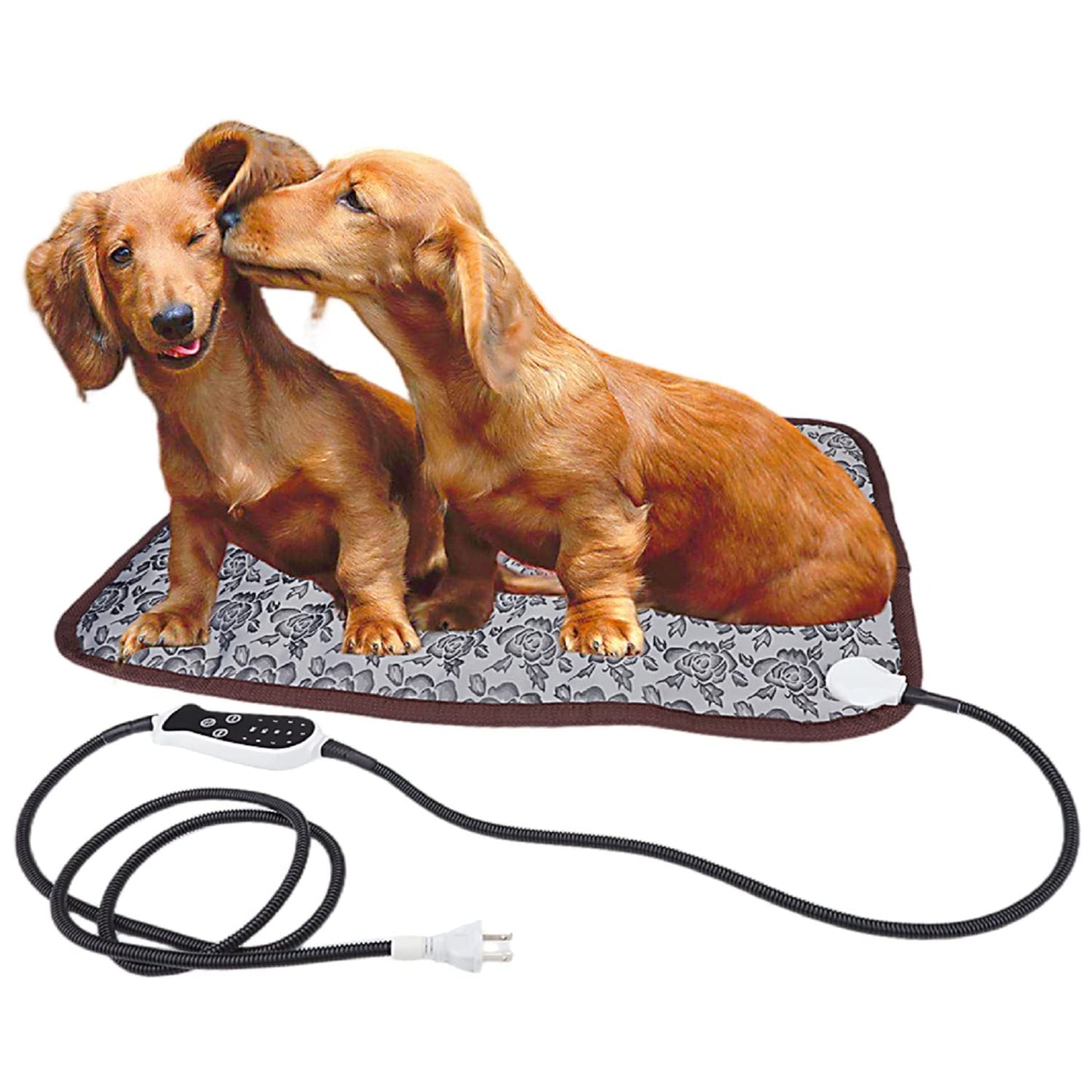 Cama térmica para perro, almohadilla térmica para perros, almohadilla térmica para cachorros en interiores, cama calentada para mascotas, cama para gatos al aire última intervensión, 33 pulgadas de largo x 21 pulgadas de ancho, termostato ajustable de 4 t