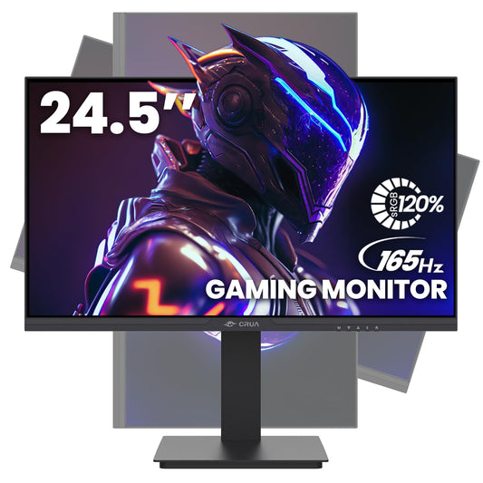 CRUA - Monitor para Juegos de 24.5 Pulgadas, 144 Hz/165 Hz, FHD 100% sRGB, Monitor Vertical Ajustable de Altura/pivote/Giratorio/inclinación, Compatible con FreeSync, DisplayPort, HDMI, Montaje en