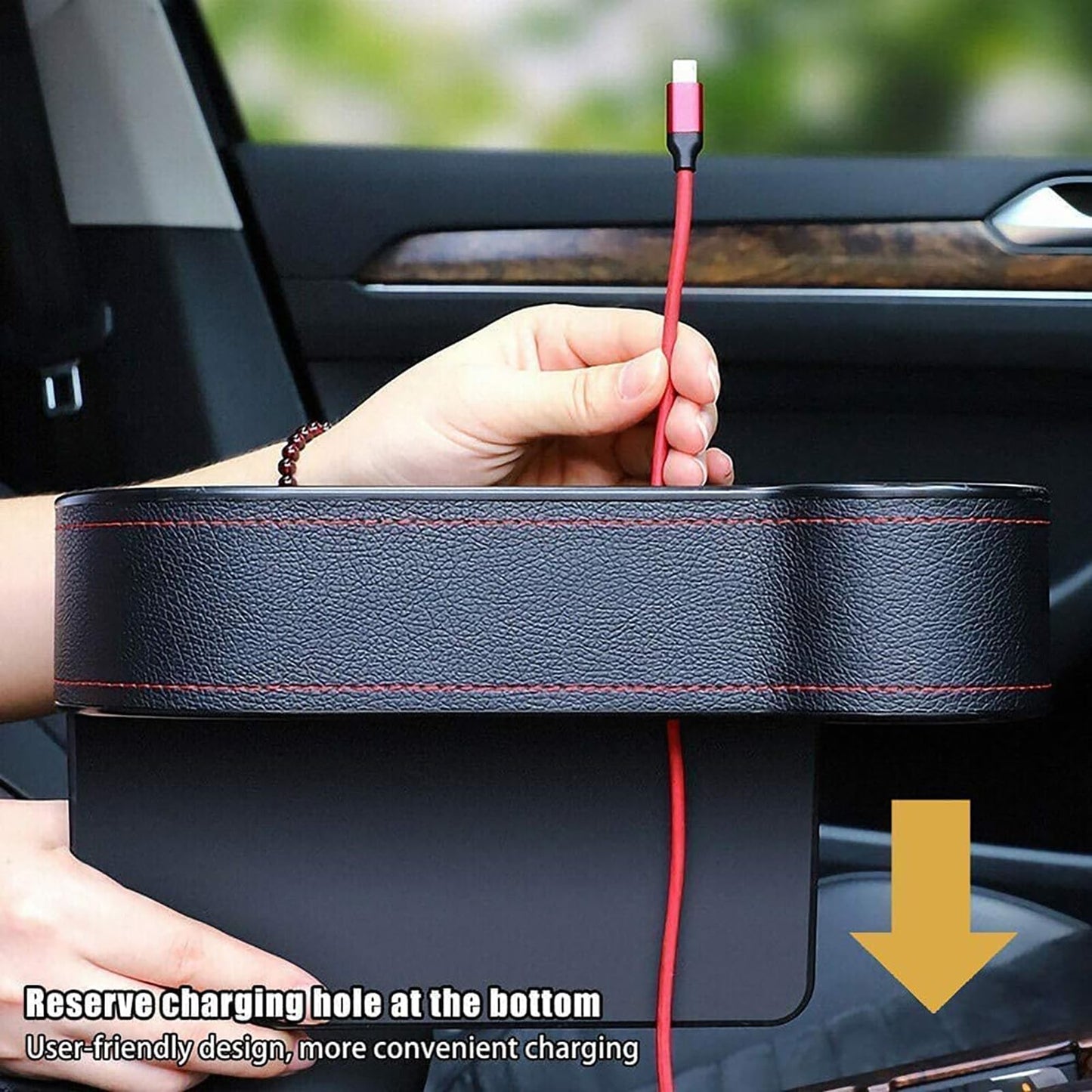 Organizador De Relleno De Espacio Para Asiento De Coche, 2PCS Universal De Piel De Espacio Para Asiento De Coche Caja Con Soporte Para Taza Para TeléFonos Celulares Llaves Tarjetas Carteras