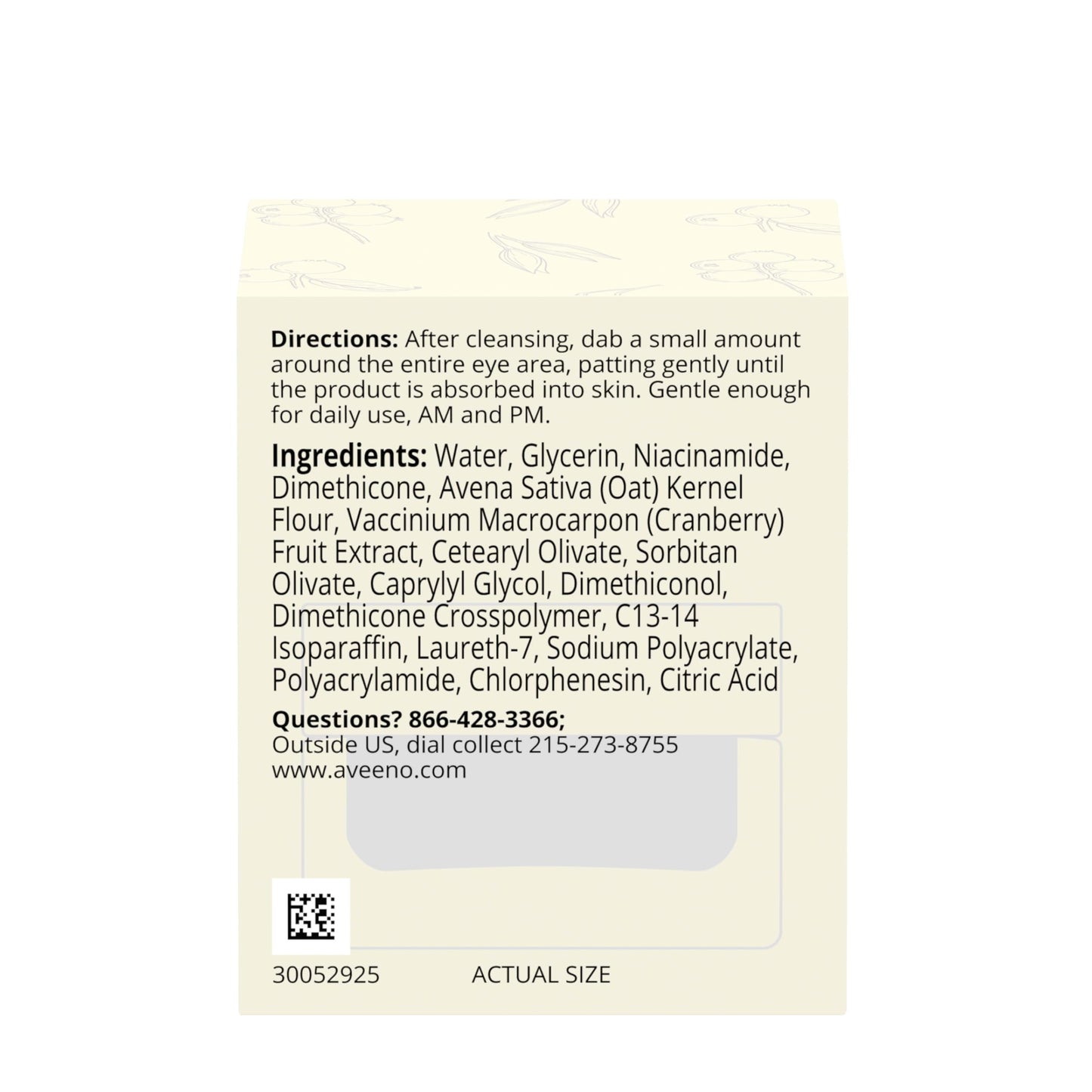 Aveeno Gel Antiedad Para Ojos Calm + Restore Age Renewal Crema Para El Contorno De Ojos Con Extracto Nutritivo De Avena Y Arándano Que Mejora Visiblemente El Aspecto De Arrugas Y Patas De Ga
