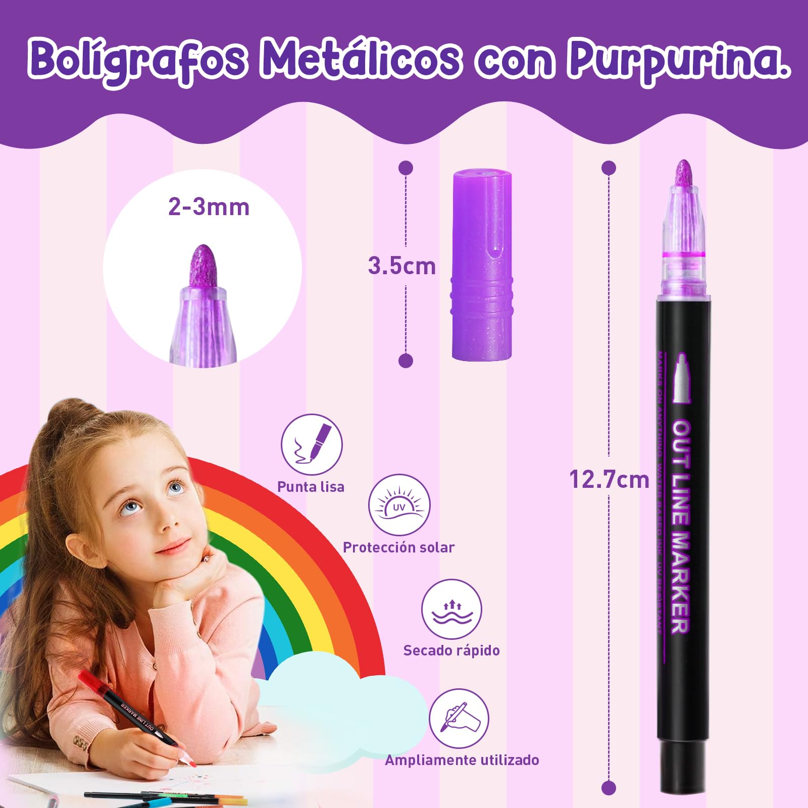 24 Colores Marcadores Acrílicos con Purpurina, Juego de Plumones de Acrilico de Contorno con Eefecto Garabato, para Tarjetas de Bricolaje, Arte de Piedras, Albumes de Recortes y más