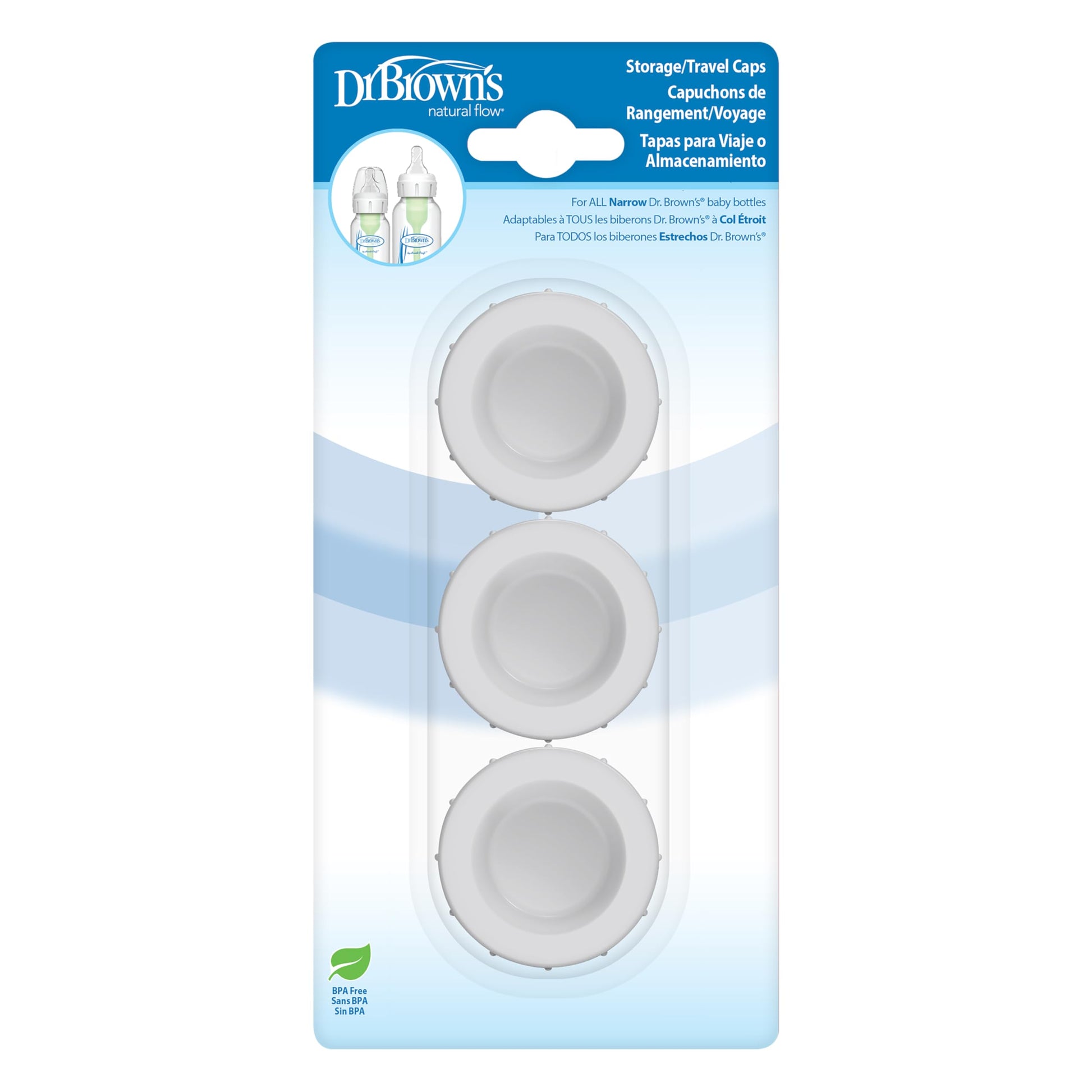 Tapas de Viaje Dr. Brown's Original Opciones y Options+ Repuesto para Botellas de Bebé 3 Unidades