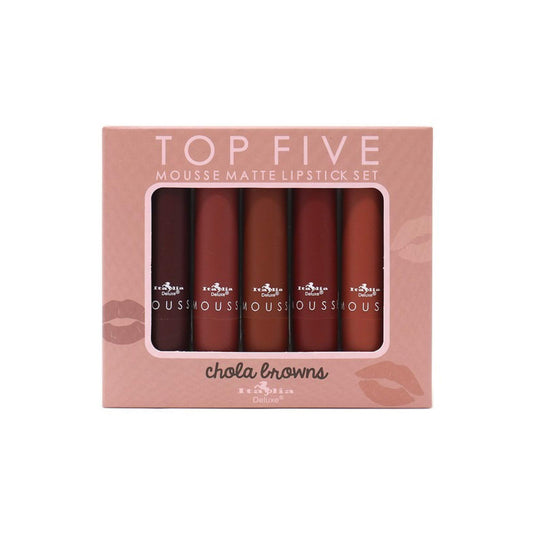 Italia Deluxe - Set original de mousse labial mate Top Five (Chola Marrones)
