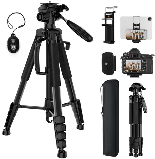 Kisfam 190 cm Trípode de Cámara para Celular, Tripie para Cámara Fotográfica con Control Remoto Inalámbrico, Rotación de 360° y Bolsa de Transporte, Compatible con DSLR, iPhone, Android y Tabletas
