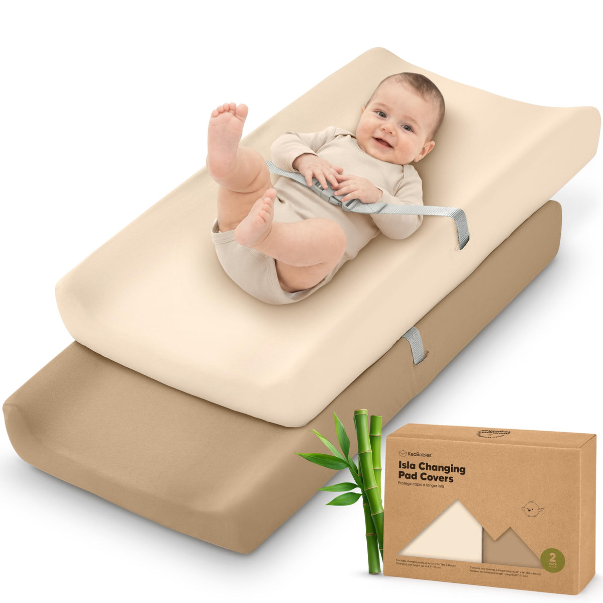 Paquete de 2 fundas para cambiador de bebé para niña, niño, neutro, viscosa suave derivada de bambú para cambiador de mesa, funda para cambiador de pañales, funda para cambiador de pañales para bebé,