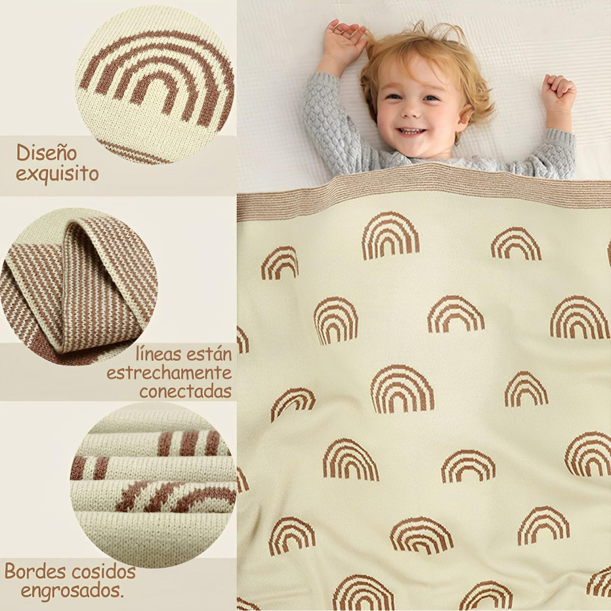 TGHVCQ Manta de bebé, Cobija de para Bebés de Punto de Lujo, Suave Cálida y Acogedora Manta de Abrazo de 90 * 70cm, para Cochecito y Cuna para Recién Nacidos, Bebés e Infantes (Beige)