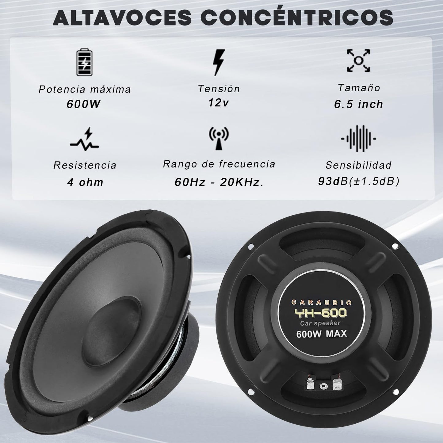 Altavoces para Automóvil VIDA4U 6.5 Pulgadas 600 W Gama Completa 4 Vías Fácil Instalación