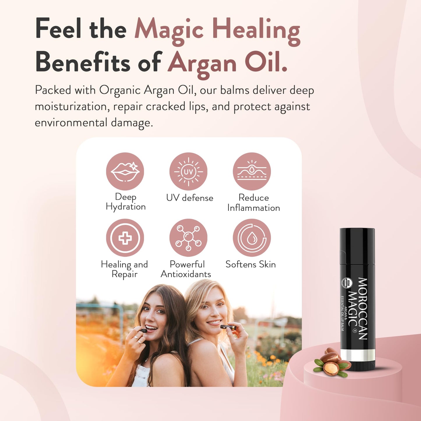 Bálsamo labial orgánico sin perfume marroquí, 3 unidades, hecho con argán prensado en frío natural y aceites esenciales, aplicación suave, no tóxico, libre de crueldad