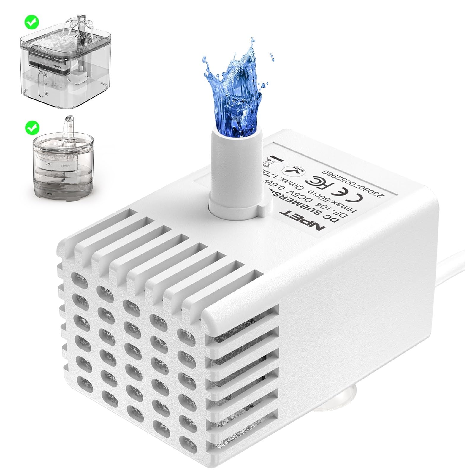 Bomba de Repuesto para Fuente NPET Negra Compatible con Gatos