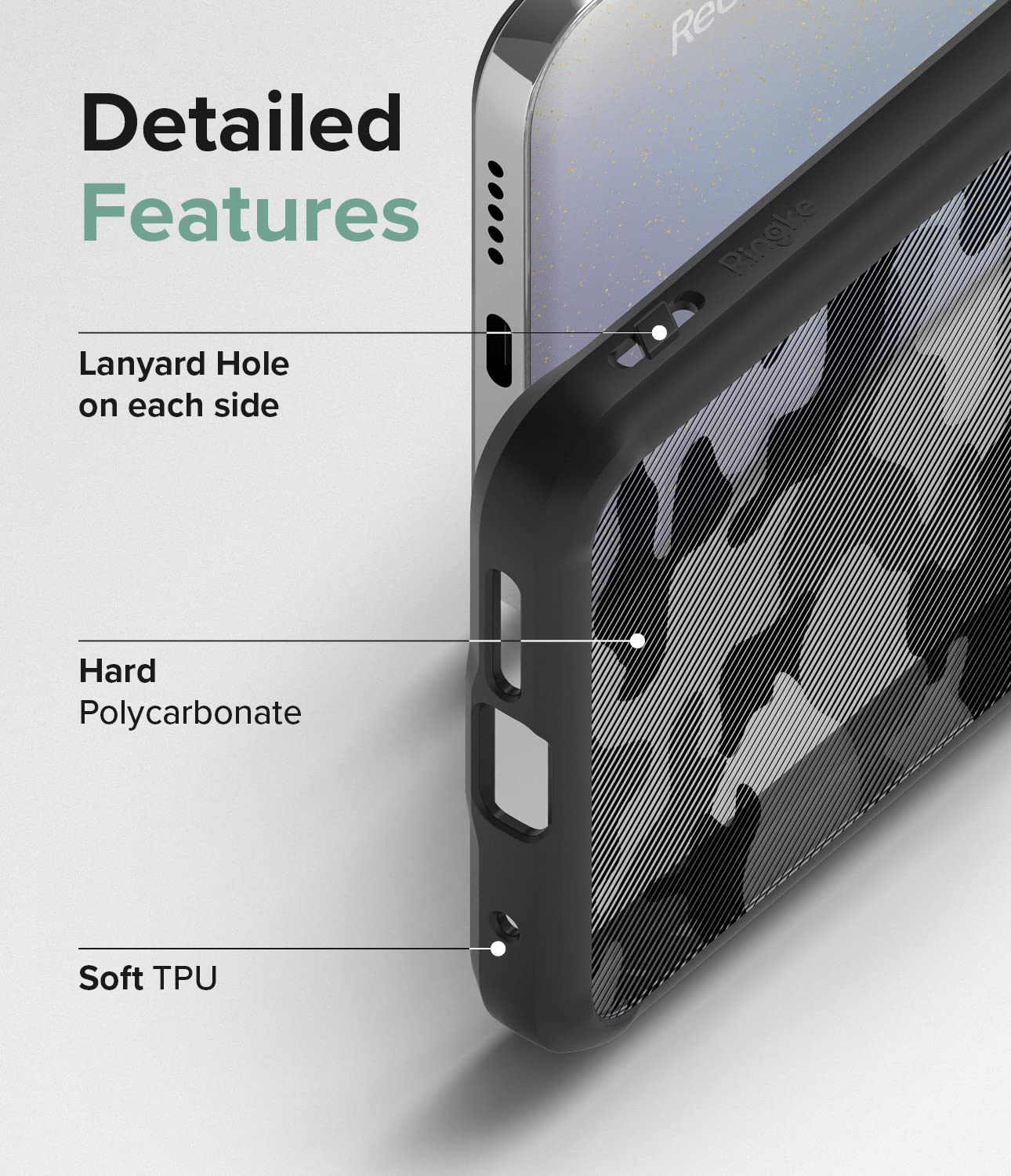 Funda Ringke Fusion Xiaomi Redmi Note 11 / 11S Negro Camo Mate Antihuellas Textura Satinada