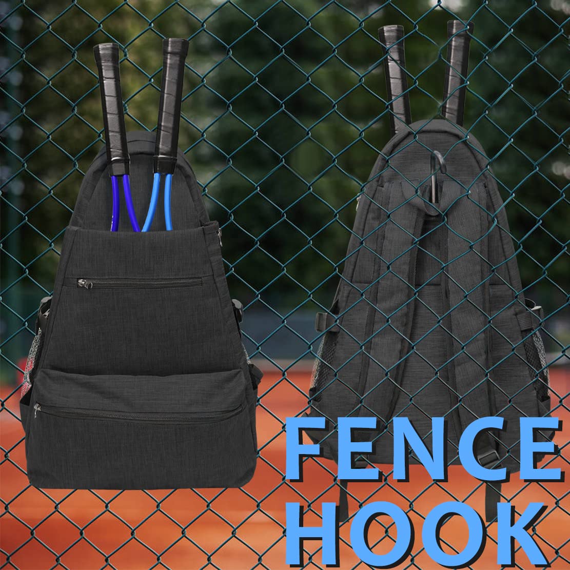 Layway - Mochila de tenis para hombres y mujeres, bolsa de raquetas de tenis para llevar raquetas de racquetball, squash, bádminton, pickleball y otros accesorios deportivos de viaje (negro)