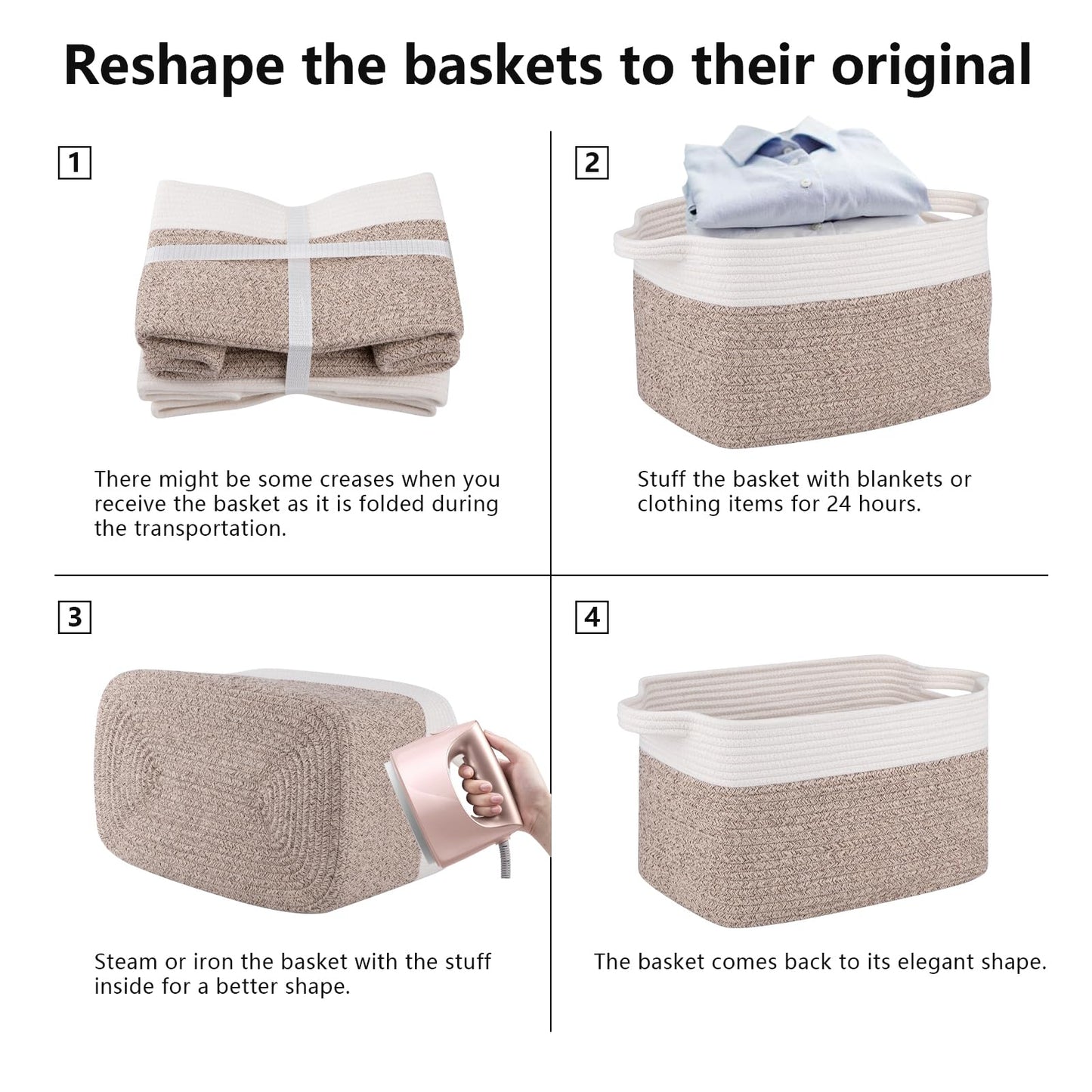 OIAHOMY - Paquete de 3 cestas de almacenamiento para organizar, 13 x 9.85 x 8.7 pulgadas, cesta tejida con asas, contenedor de almacenamiento de juguetes, cesta elegante para decoración de habitación