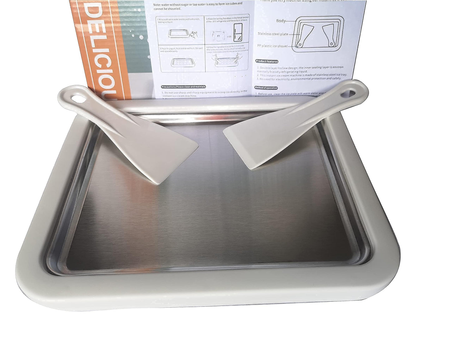 Máquina para hacer helados para niños Duomid enrollada para hacer helados, con 2palas, máquina de yogur congelado, sartén/rollo de helado instantáneo, máquina de sorbete, fabricante de helados, tazón