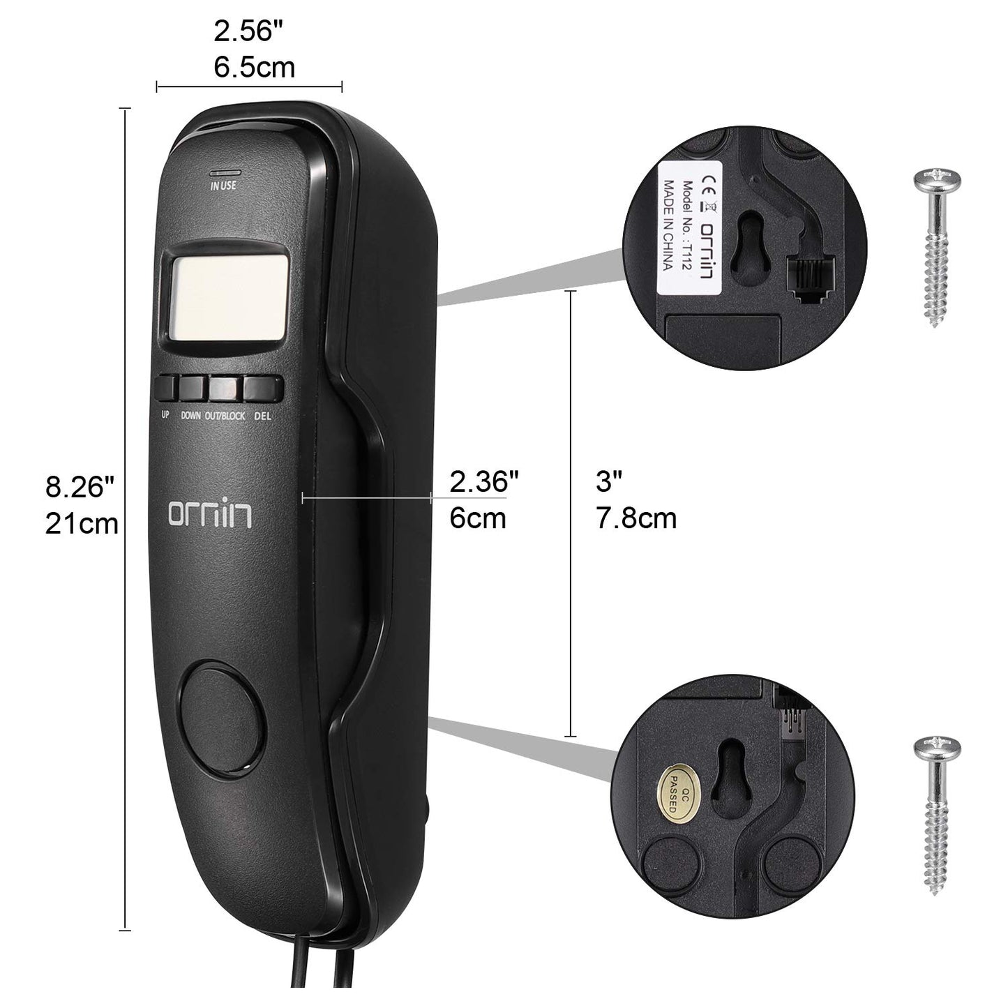 Teléfono con cable con identificación de llamadas, T112 Trimline de Ornin