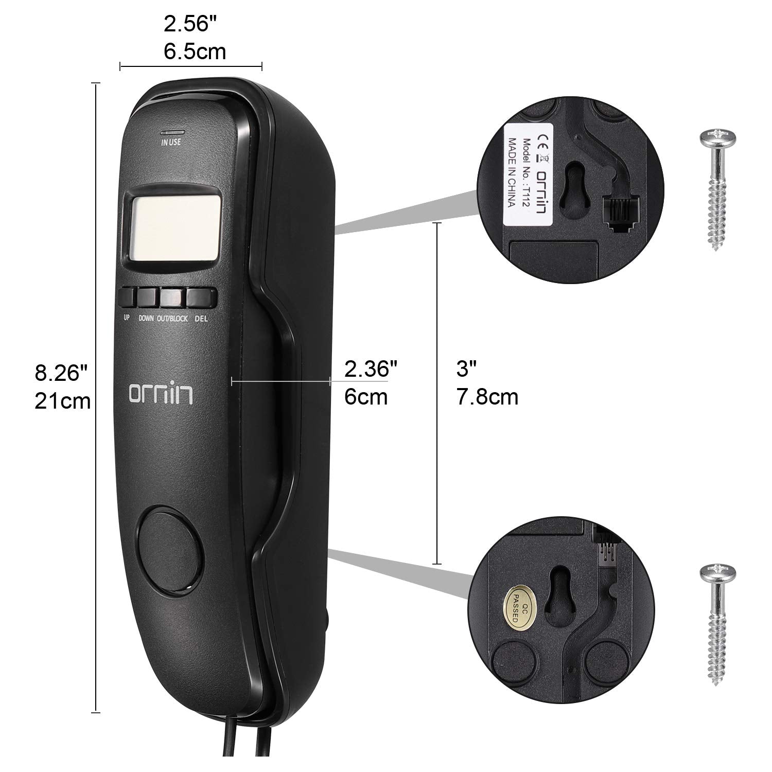 Teléfono con cable con identificación de llamadas, T112 Trimline de Ornin