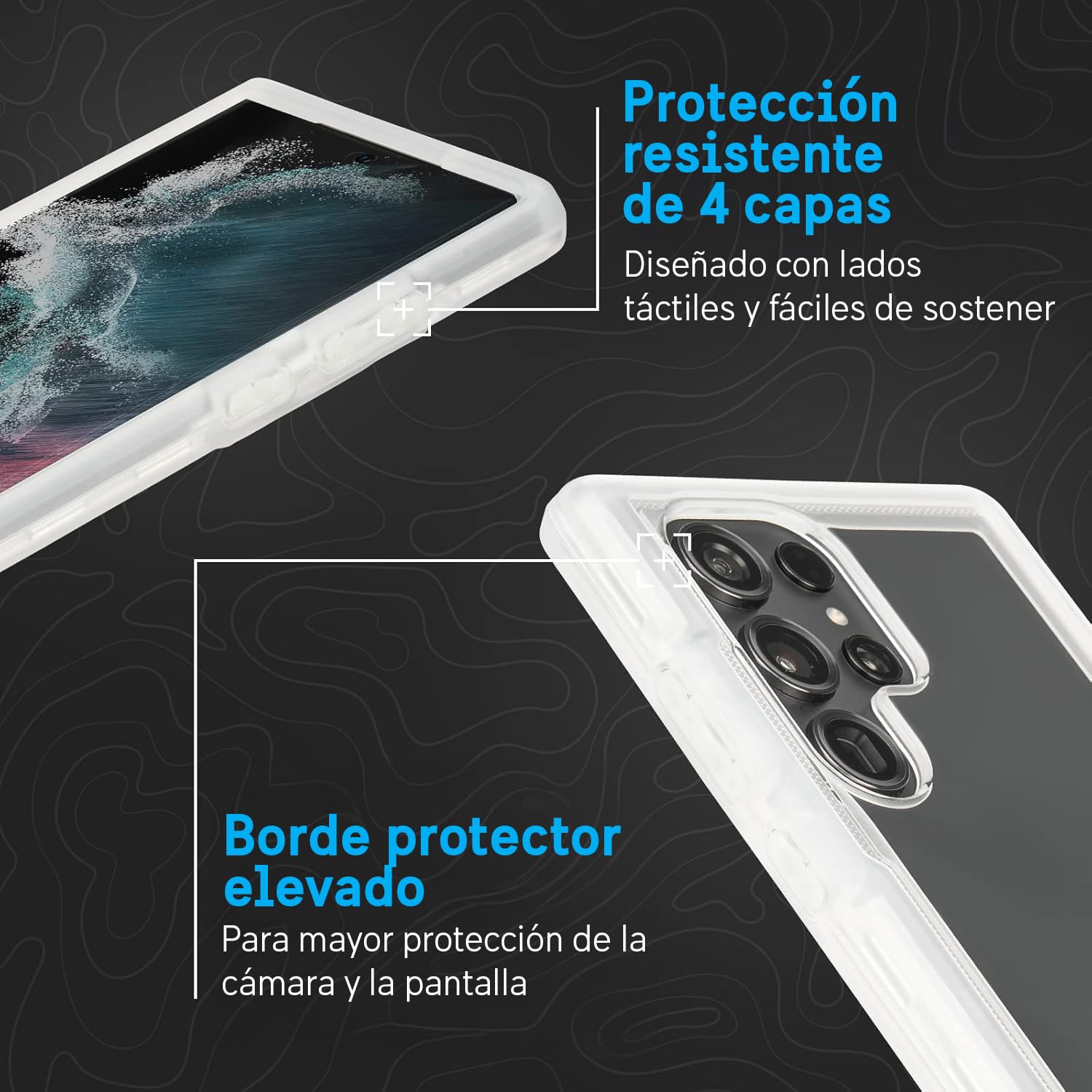 Funda con Clip para cinturón Pelican Voyager Transparente con protección de Grado Militar para Samsung Galaxy S23 Ultra Compatible con Carga inalámbrica