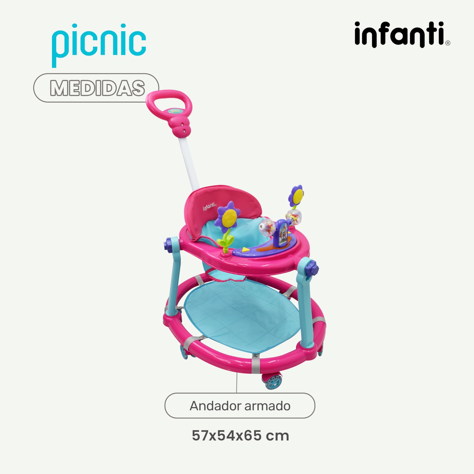 INFANTI | Andadera para Bebe - Juguetes para Niña | Juguetes para Niña - Juguetes para Bebe | Andador para Bebe | Con Paseador y Juguetero Musical - Cosas para Bebes