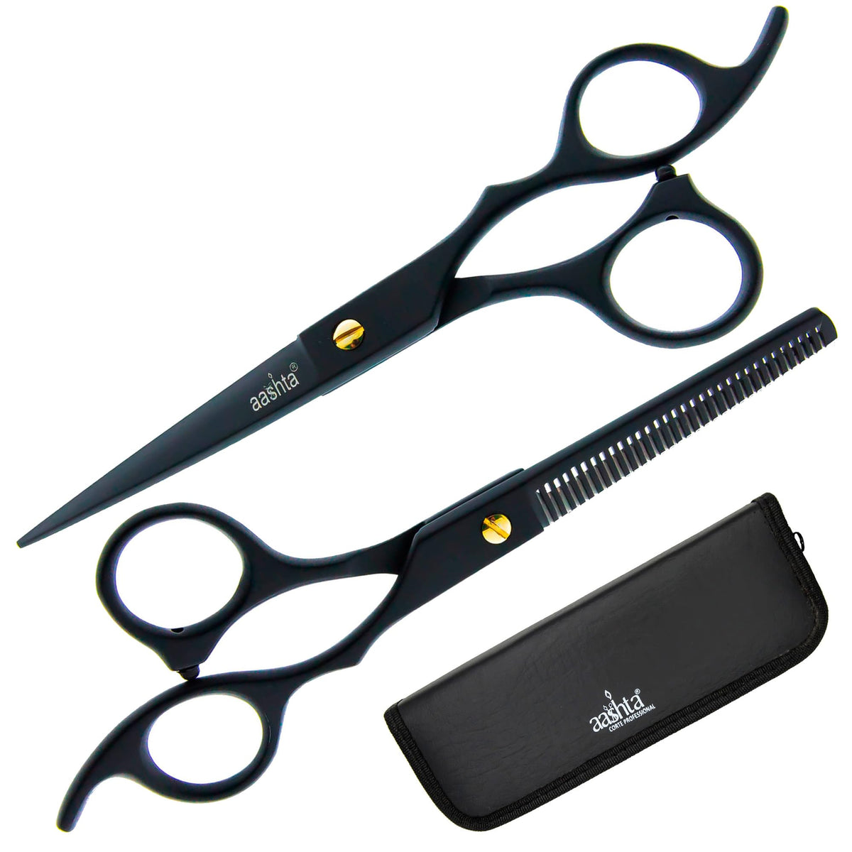 Estuche De Tijeras Para Estilista Barber Peluquero Aashta 6" (Negro)