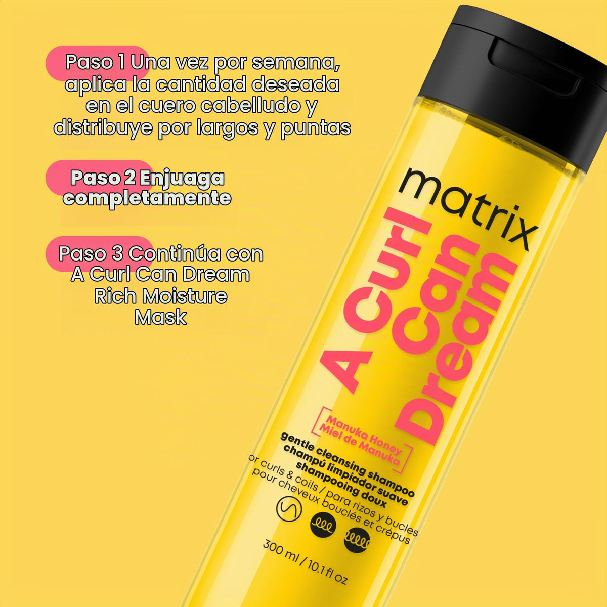 Matrix A Curl Can Dream Shampoo | Shampoo de limpieza profunda para cabello rizado u ondulado | Elimina la acumulación de residuos, hidrata y ayuda a definir los rizos | Con miel de manuka 300ml
