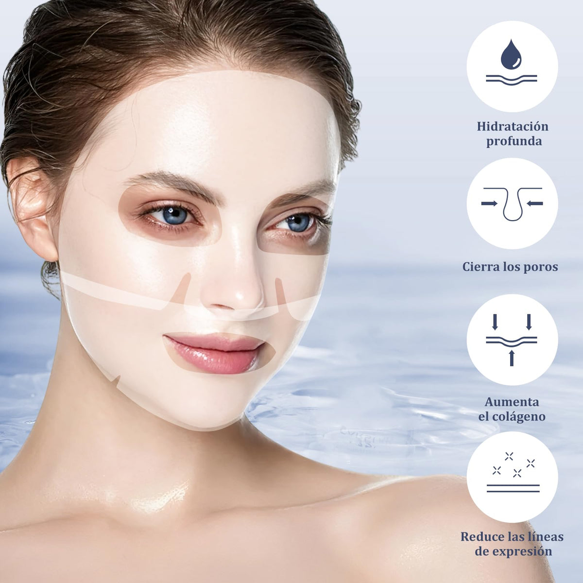 RUIAO 8PCS Mascarillas Faciales, Mascarilla Bio Colágeno, Reafirma e hidrata la piel, reduce los poros, Mascarilla Nocturna de Colágeno Profundo para Elasticidad, Low Molecular Collagen Face Mask.