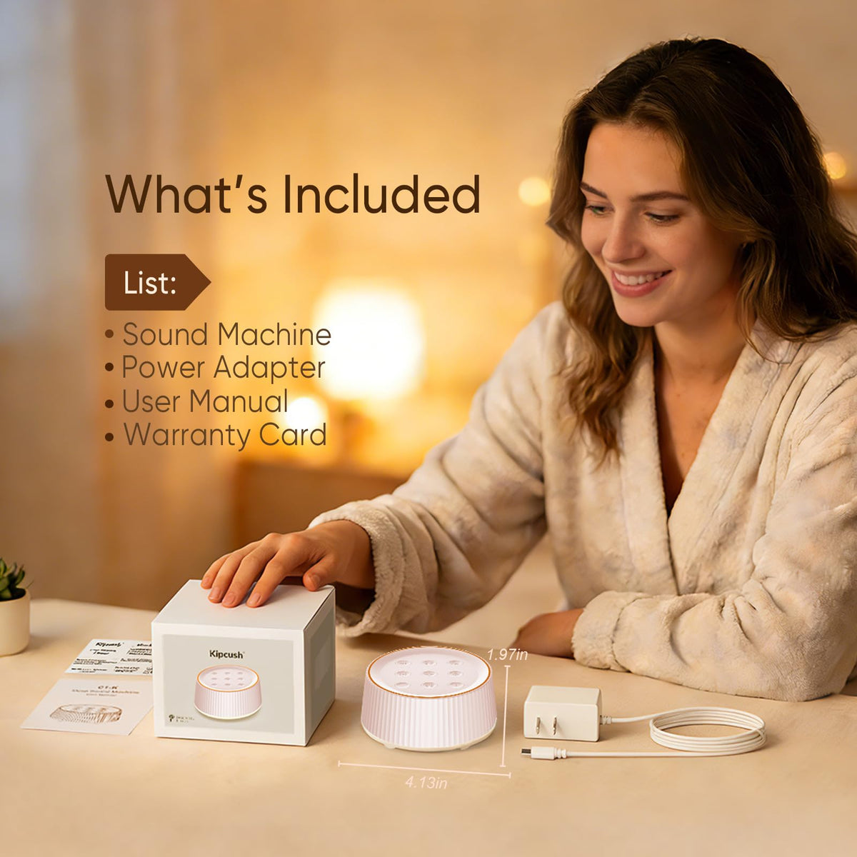KIPCUSH Sleep Sound Machine, Rechargeable, Portable White Noise Machine, Suit for Wired Headphone, 20 Natural Soothing Sounds, Timer, Sound Machine for Baby, Adults. (White)