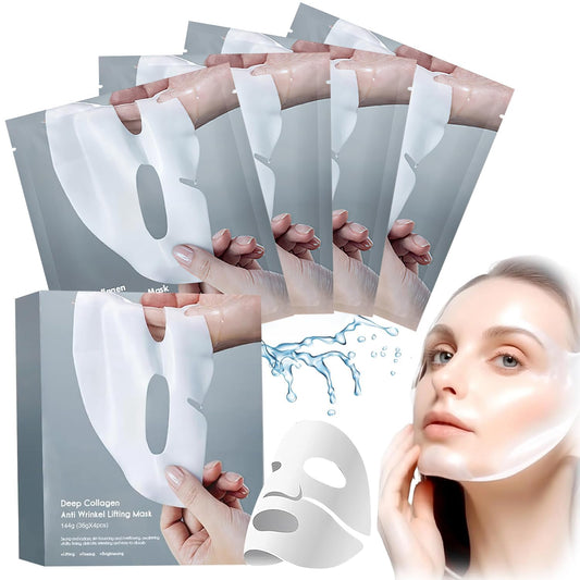 SINYI 4PCS Collagen Mask, Mascarilla Nocturna de Colágeno,Pore Minimizing Elasticity Improvem, Mascarilla Nocturna de Colágeno Profundo para Elasticidad，Reafirmar e Hidratar，Deep collagen mask