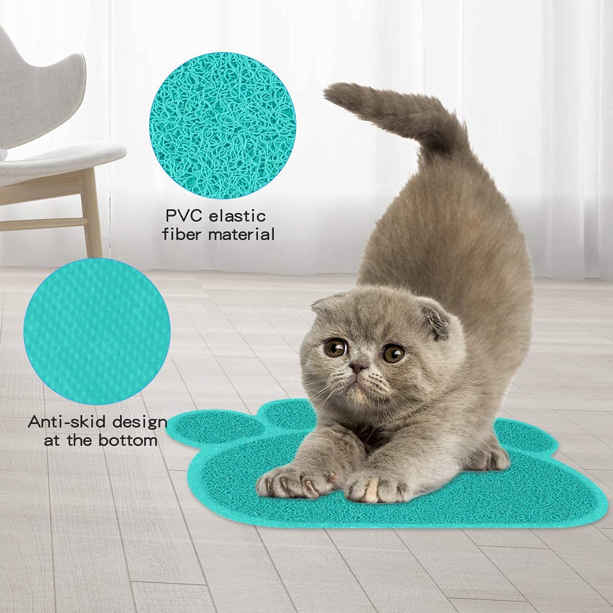 FUXINGONE Comedero para Perros y Gato, Platos para Mascota de Acero Inoxidable con tapete Antideslizante, Tazones Dobles para Agua y Comida, para Perros y Gatos (Azul)