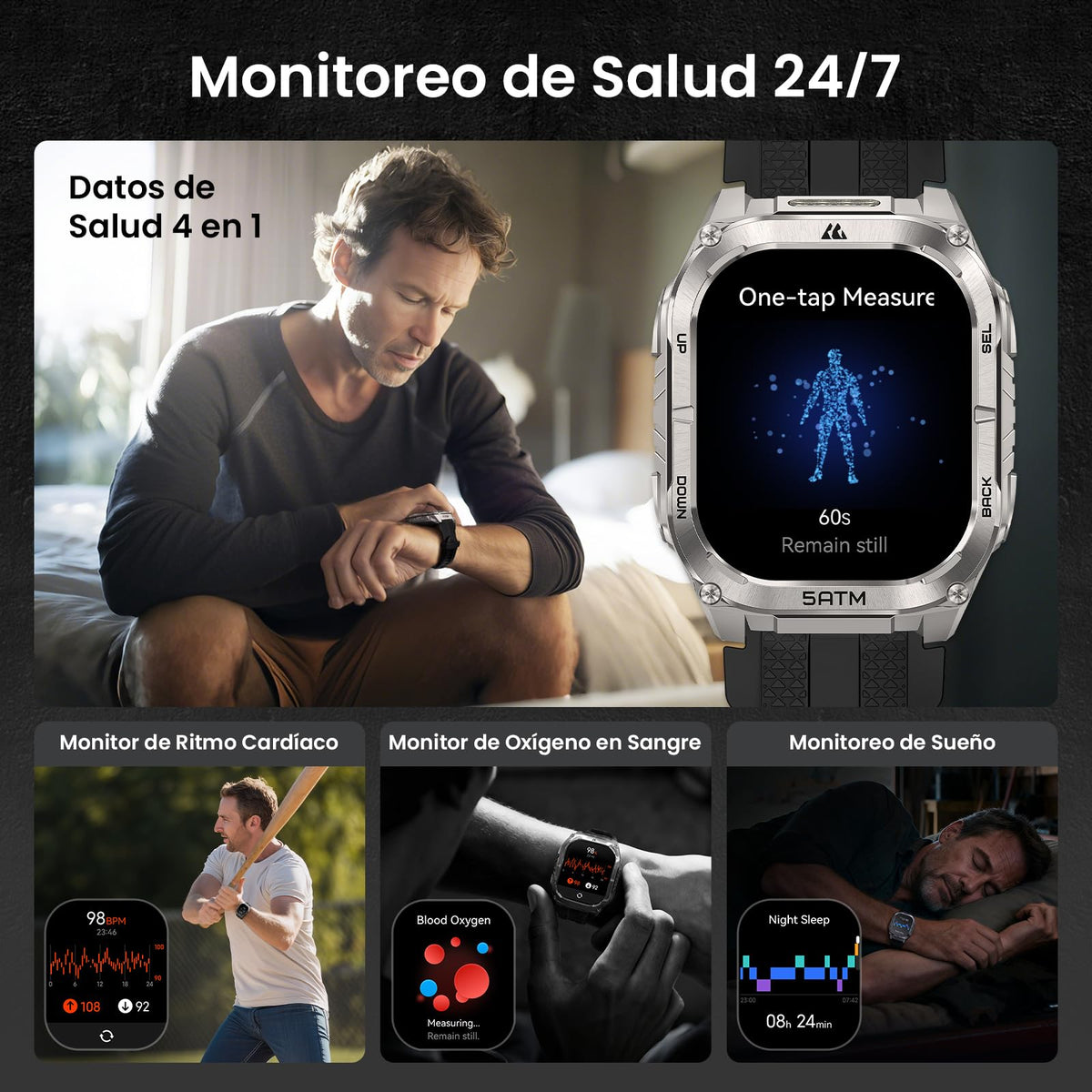 Reloj Inteligente KOSPET TANK M4C Negro AMOLED GPS Bluetooth para iOS y Android