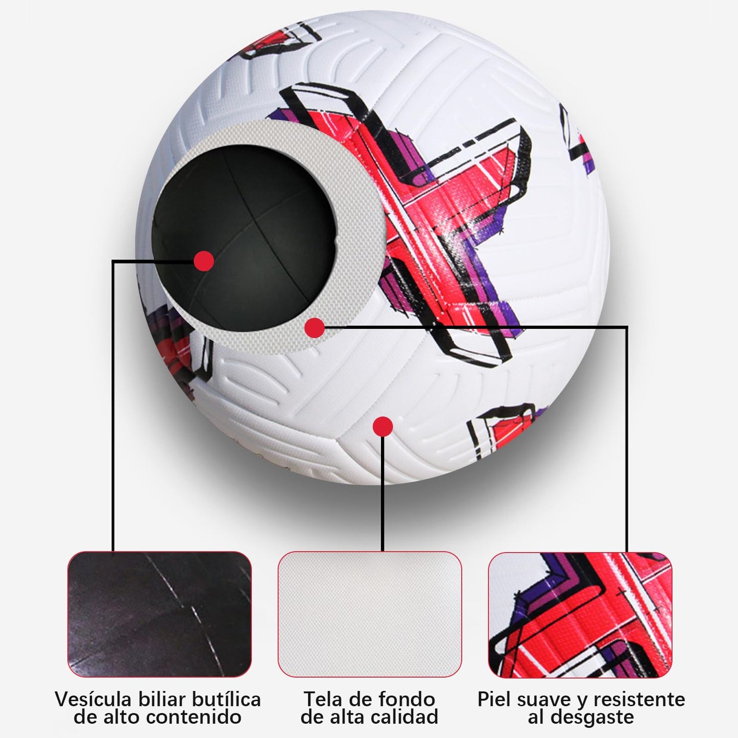 Balón de Fútbol ZYJXLY Estilo Copa del Mundo Número 5 para Entrenamiento y Competición