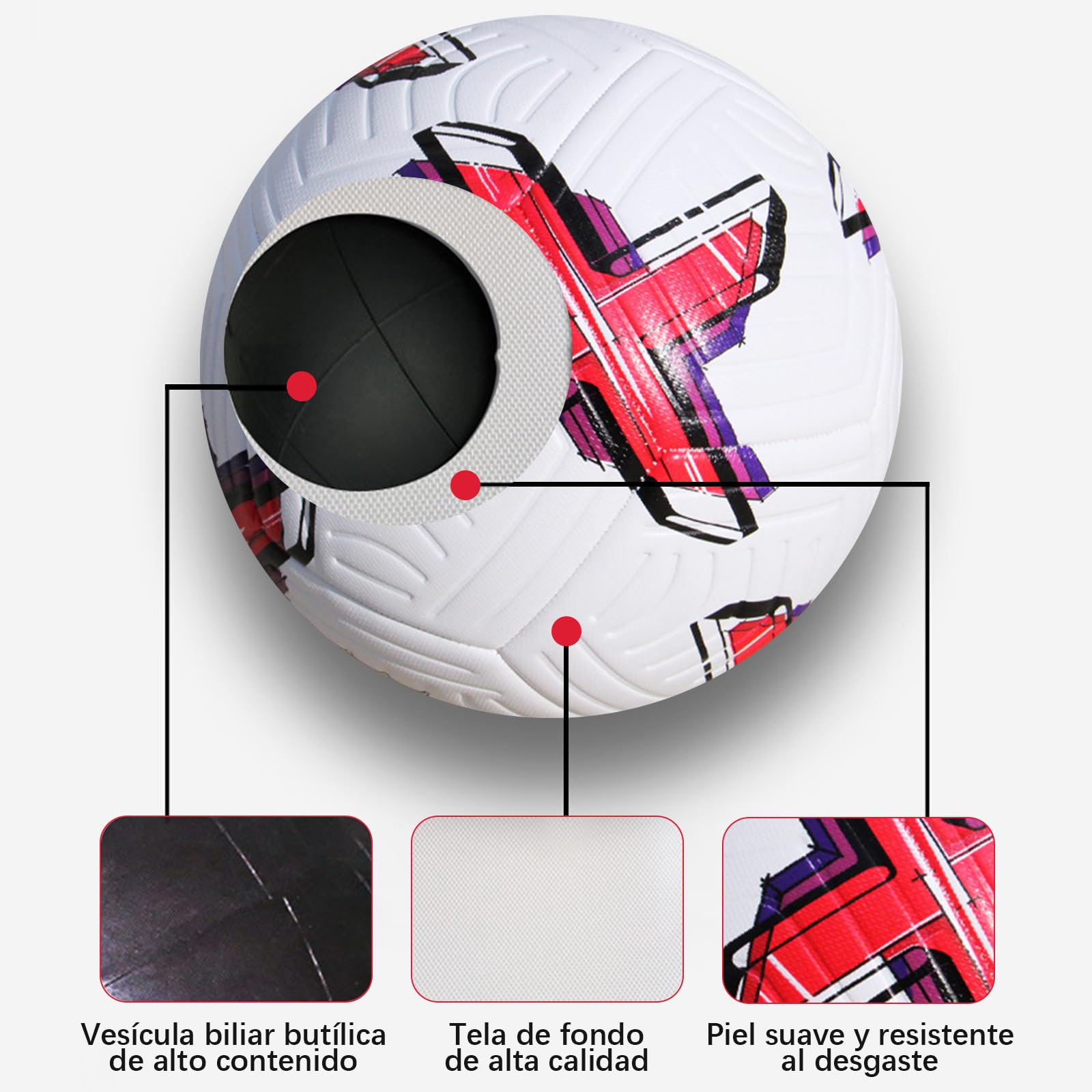 Balón de Fútbol ZYJXLY Estilo Copa del Mundo Número 5 para Entrenamiento y Competición