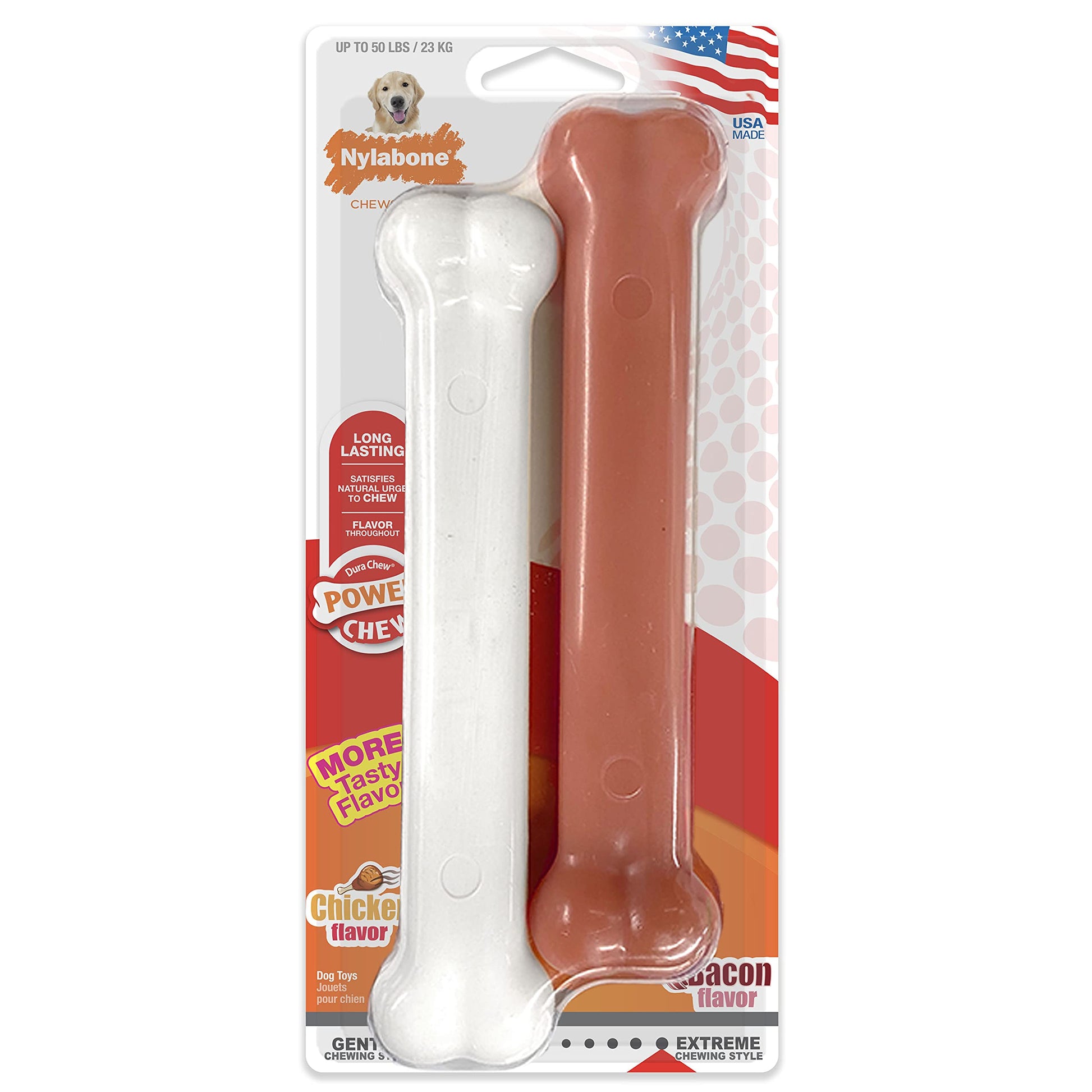 Juguete para Perro Nylabone Blanco Sabor Tocino Large
