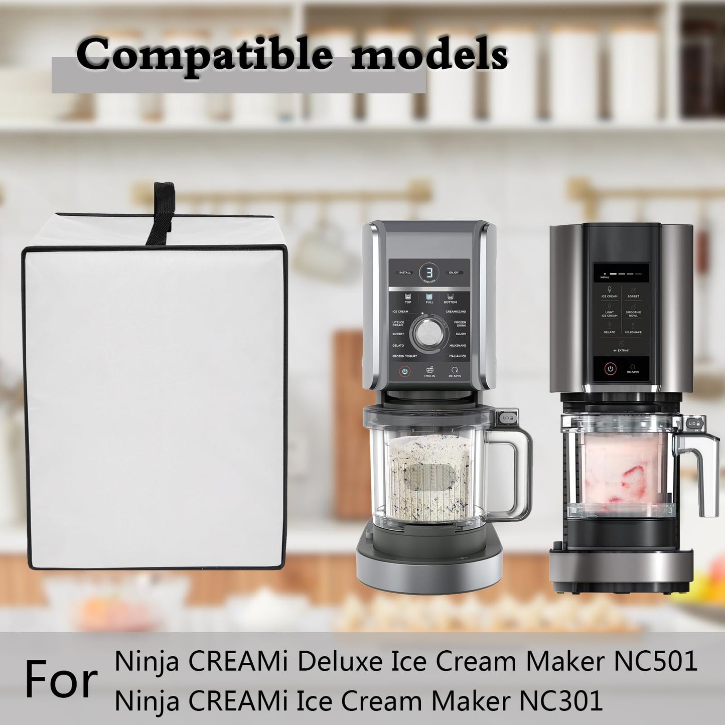 CouldyCasi - Funda para hacer helados, resistente al calor, impermeable, protector contra el polvo, funda para hacer helados, compatible con Ninja CREAMi Deluxe NC501/NC301/NC299AMZ