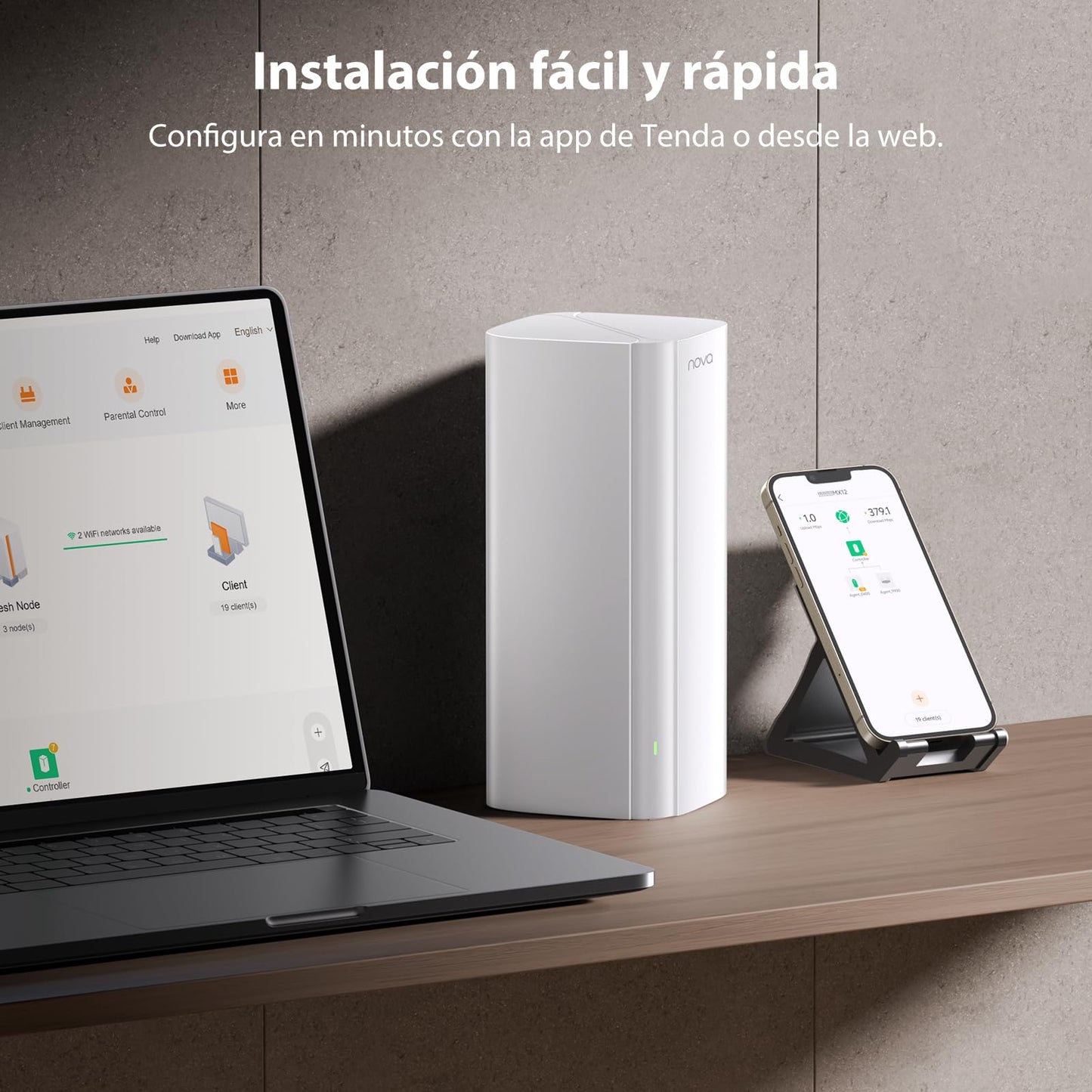 Tenda WiFi 6 Mesh Sistema AX3000 Nova Mesh WiFi Router EX12, hasta 2402Mbps, Doble Banda Gigabit para, 160+ Dispositivos, Cobertura de hasta 650 ㎡, 3 Pack Nueva Versión