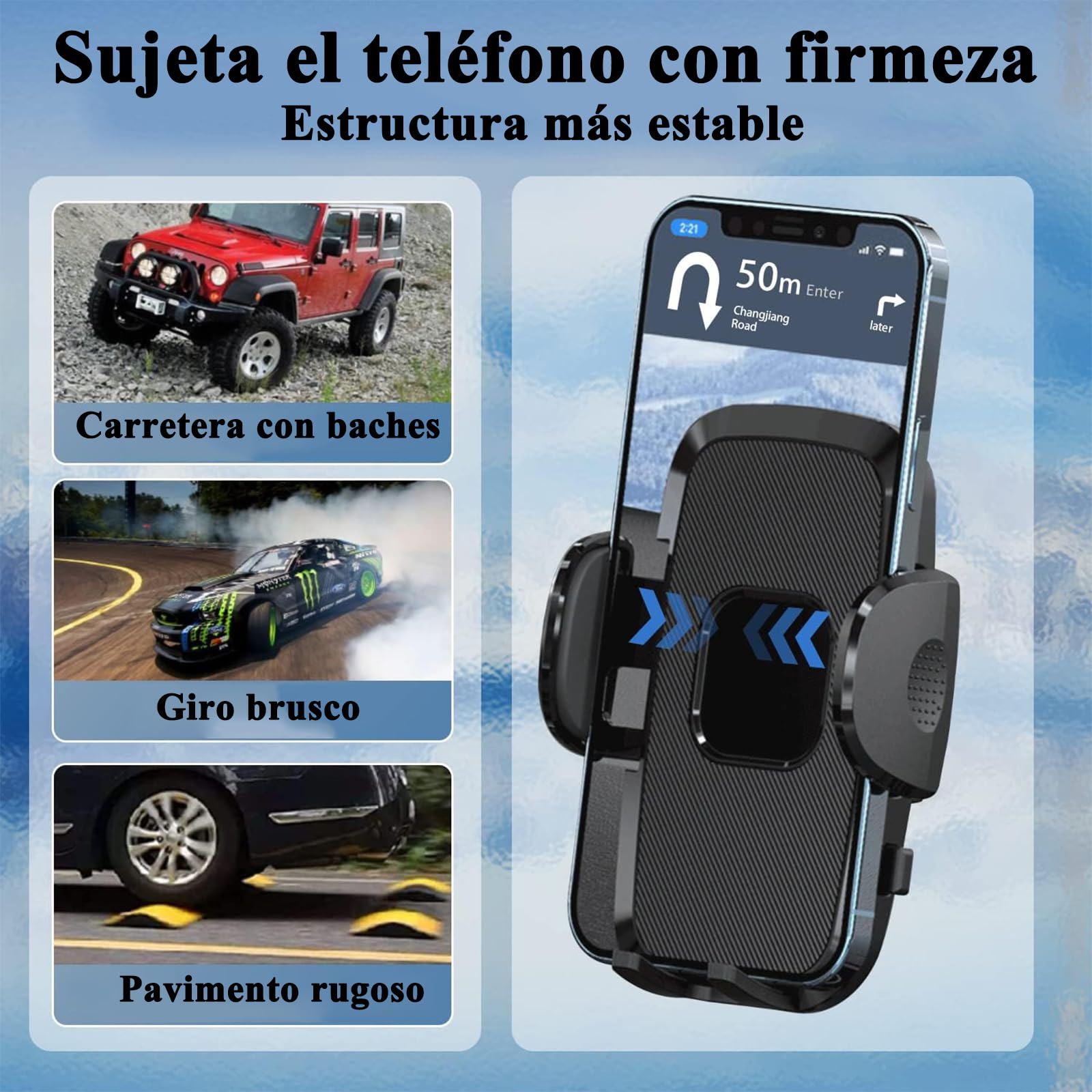Soporte Celular Automóvil 3 en 1,Base Celular Auto Tablero,Soport Celular Auto,Soporte Universal para Parabrisas/Salpicadero/Ventilación, Accesorios Auto Para IPhone 15/14 , Xiaomi, Motorola, Huawei