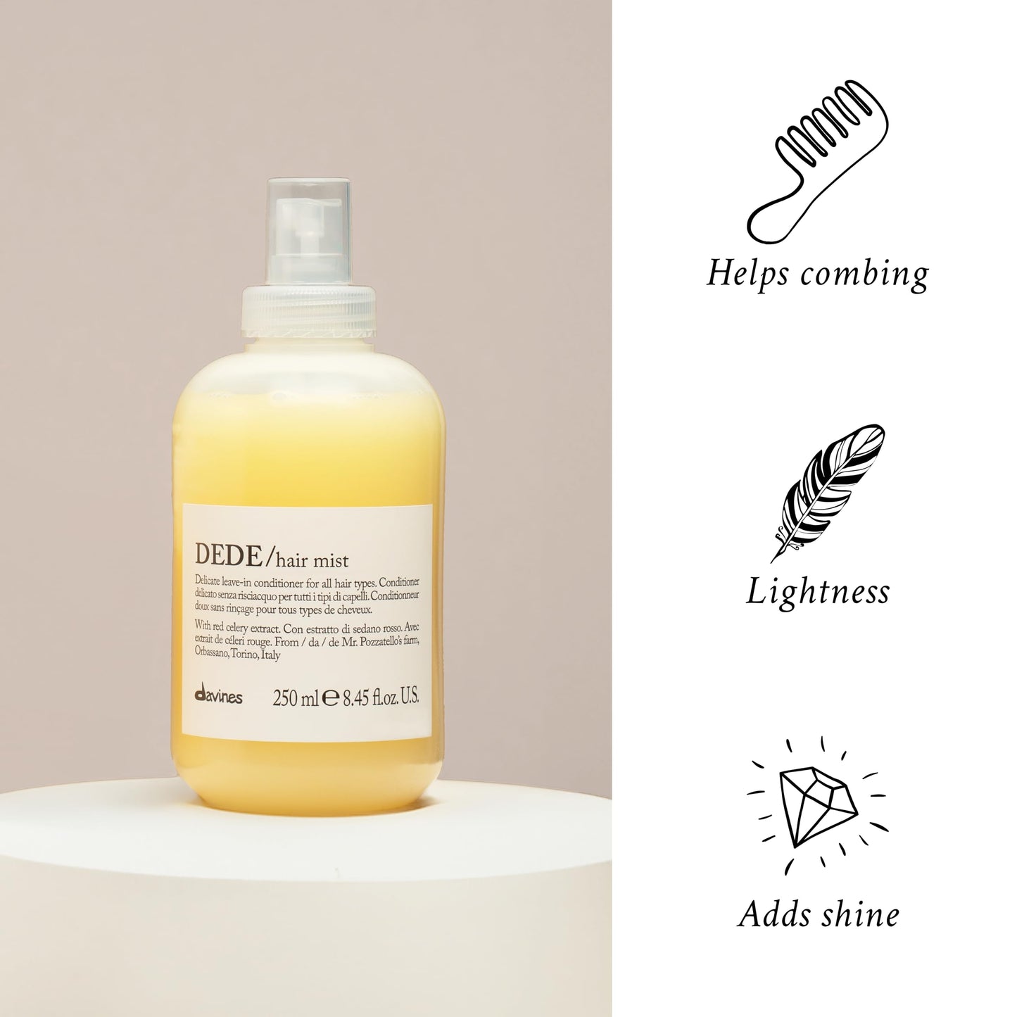 Davines DEDE Hair Mist | Spray para desenredar cabello | 250 ml