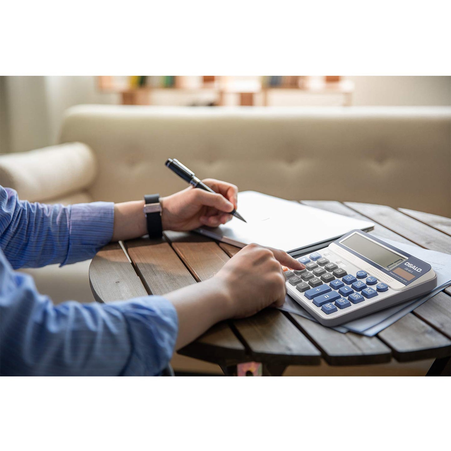 Pendancy Calculadora de Escritorio Pantalla LCD Extra Grande de 5 Pulgadas Calculadora de Contabilidad de números Grandes de 12 dígitos con botón de Respuesta Gigante (OS-6815-2 Piezas)