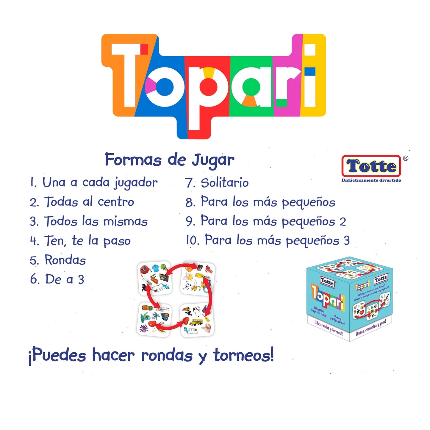 Juego de Cartas Totte Topari Multicolor con 10 Formas de Juego