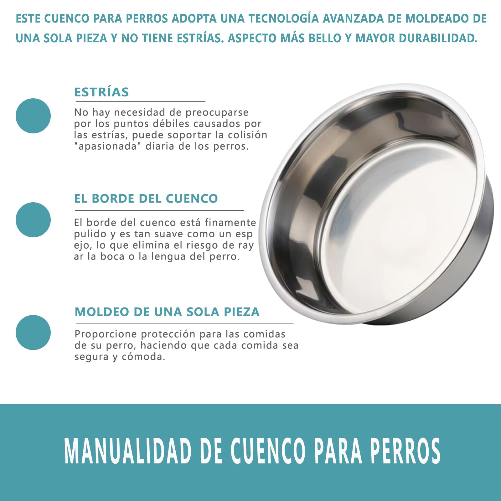 Tazón de Acero Inoxidable TEZXSAEW Gris 14CM para Perros y Gatos
