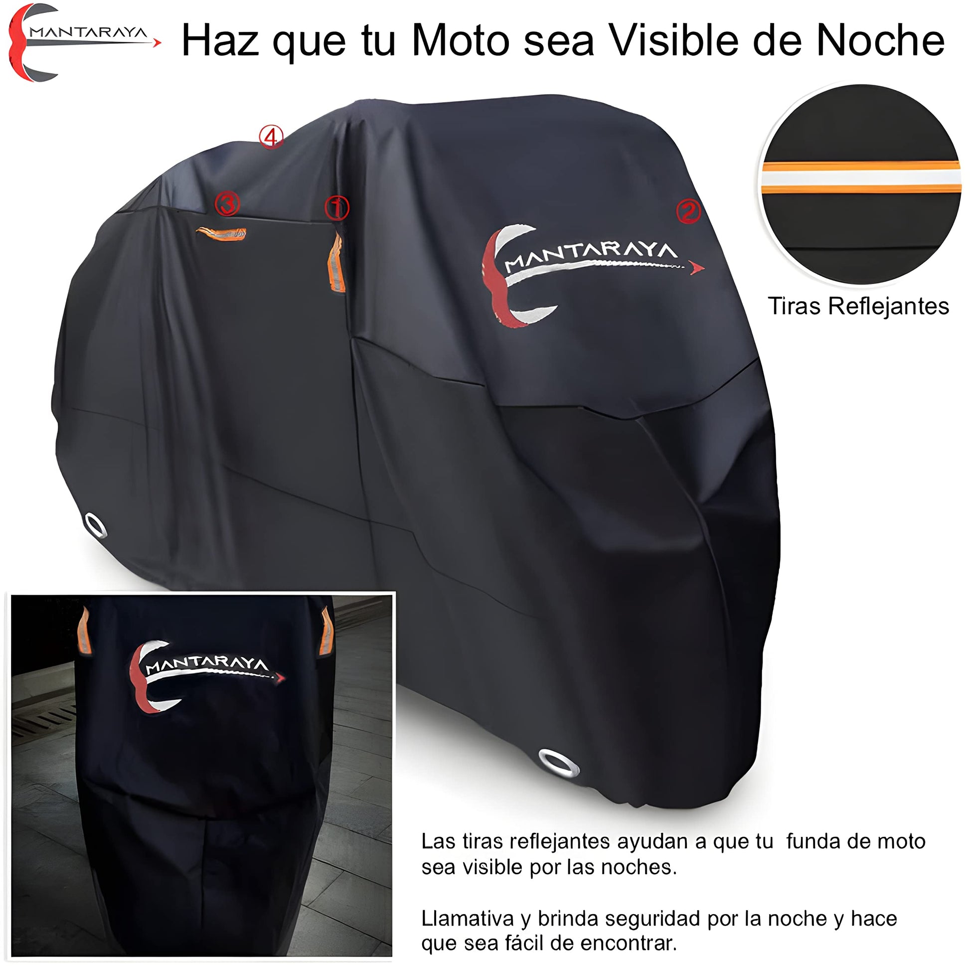 Manta Raya Funda Premium para Motocicleta Moto en Varios Tamaños Protección con Costuras Termo Selladas 100% Impermeable Compatible con Todas Las Marcas (M Scooter)