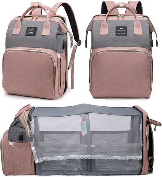 Mochila para Pañales con Estación Cambiadora Bebé Rosa Moderna para Mujer