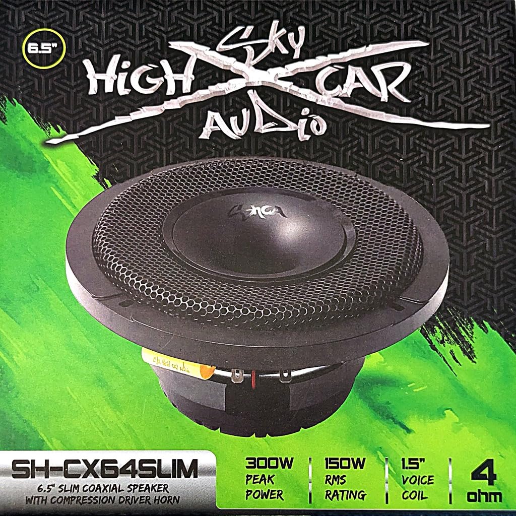 Altavoz Coaxial Delgado Sky High Car Audio SH-CX64SLIM 6.5 Pulgadas con Bocina de Driver de Compresión