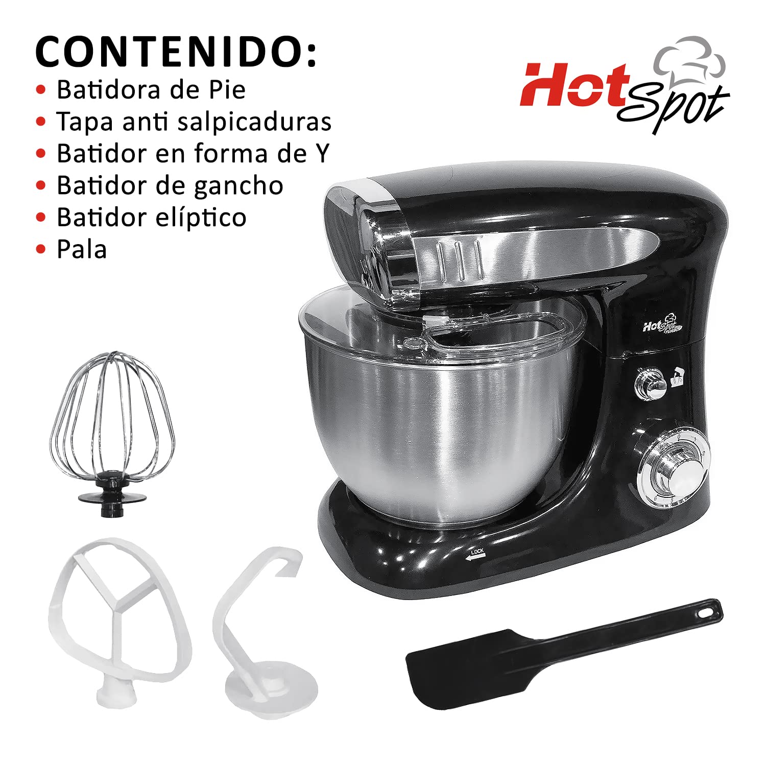 HotSpot Z569 Batidora De Pedestal Profesional 800w Bowl Acero Inoxidable 4 Litros Mezclador Eléctrico Hogar Cocina Repostería
