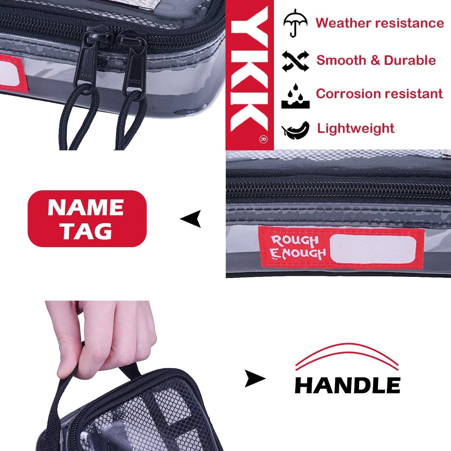 Rough Enough TSA ECO Clear Transparent Multi-Purpose Toiletry Tool Classify Bag (Black)