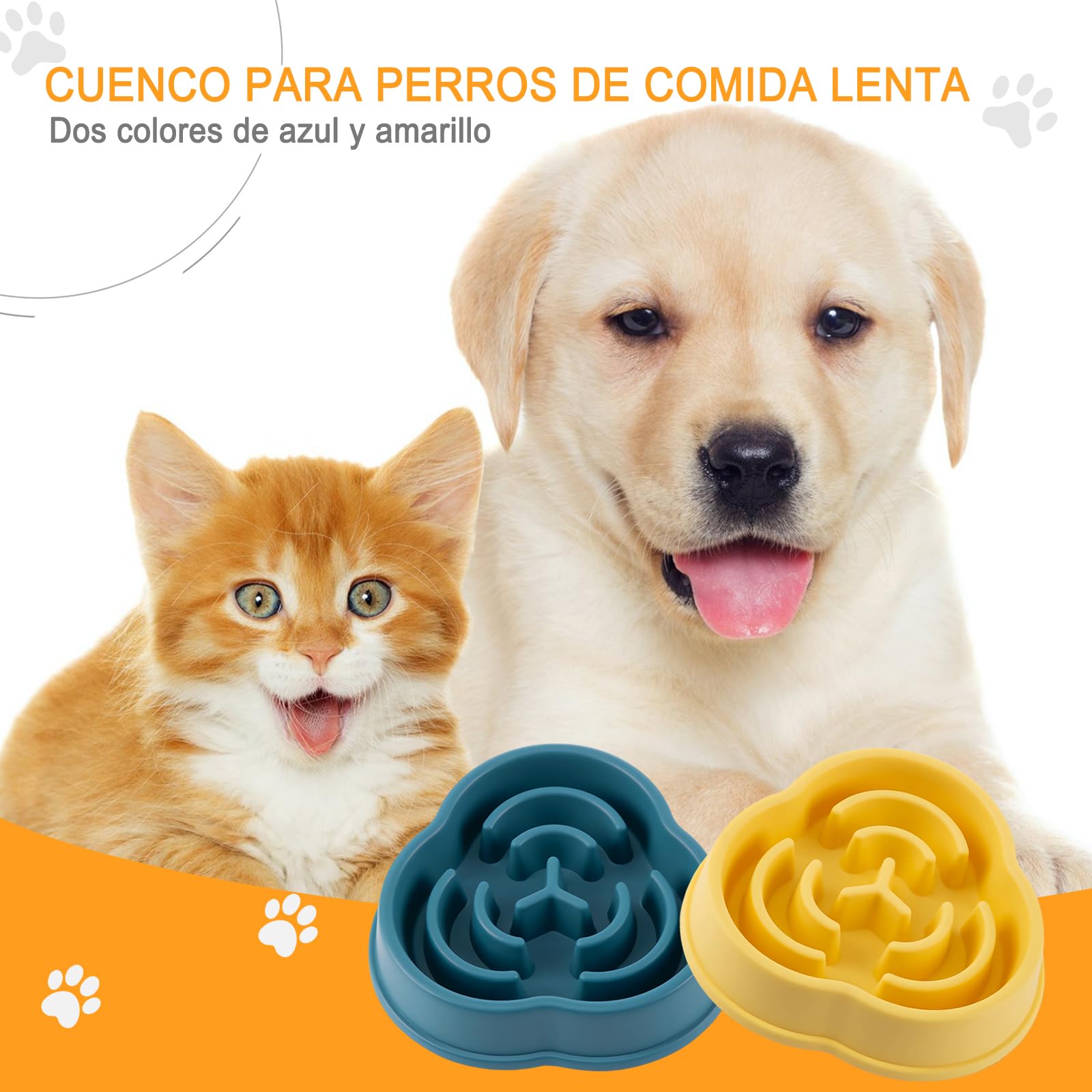 LURI 2pk Plato para Perro alimentación Lenta, Plato para Perro con Alfombrilla Antideslizante, tazones para Perro Que Ayuda a Las Mascotas a digerir. Adecuado para Mascotas pequeñas y Medianas