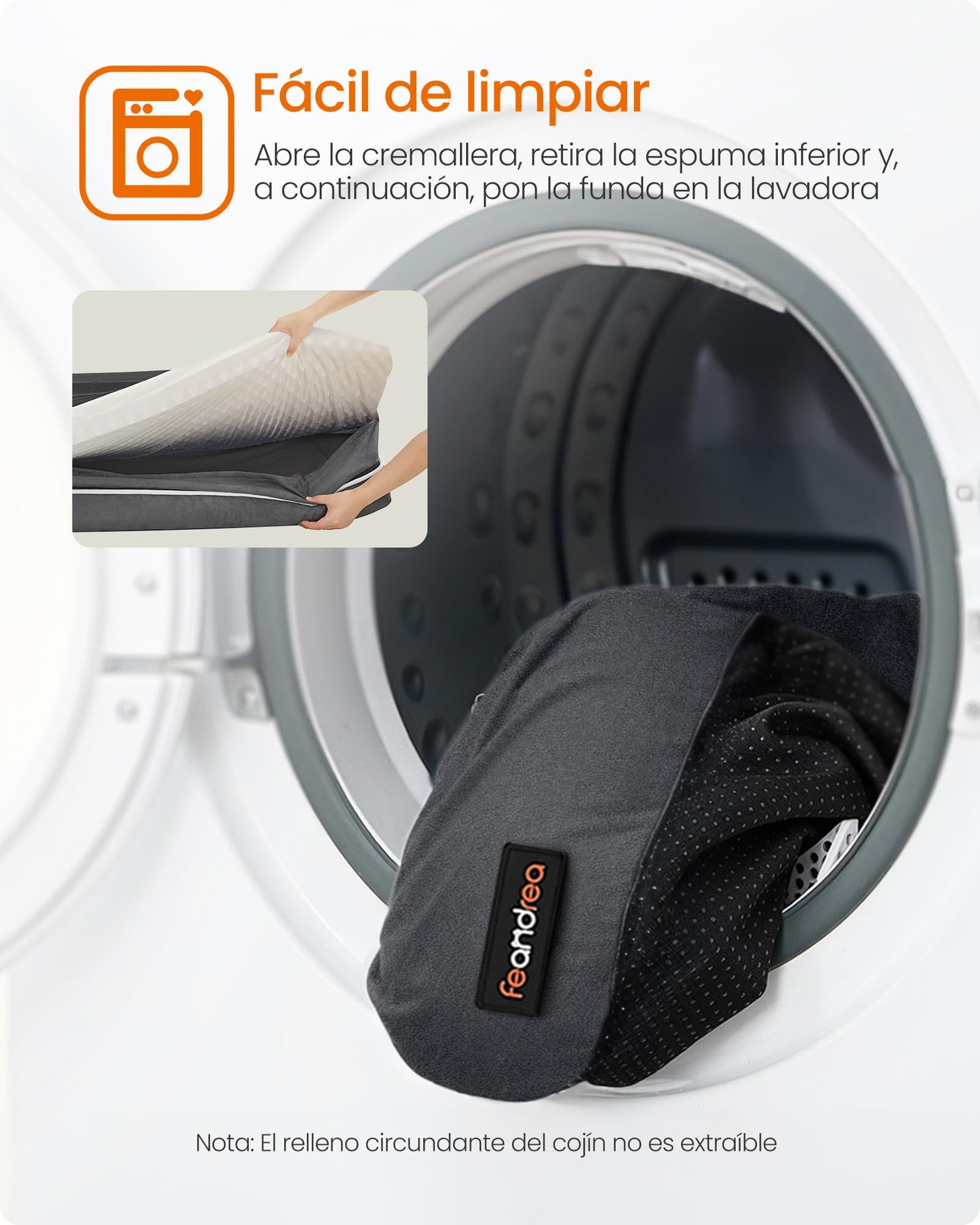 Cama Ortopédica para Perros Feandrea Gris Oscuro con Funda Extraíble y Lavable