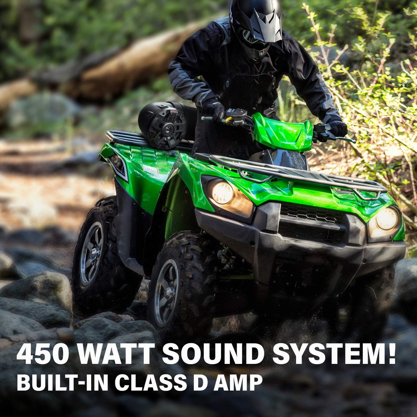 BOSS Audio Systems ATVB6.5R ATV UTV Sistema de sonido resistente a la intemperie, altavoces de 6.5 pulgadas, tweeters de 1 pulgada, amplificador incorporado, Bluetooth, batería recargable, fácil