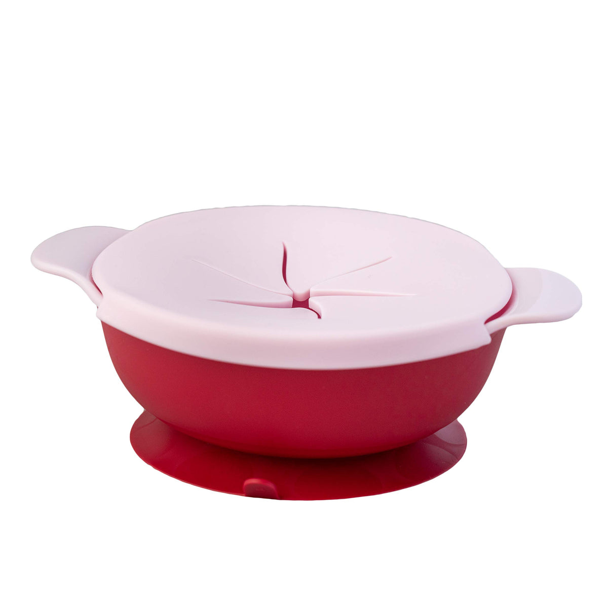 PAPU BABY Plato para Snack con popote desmontable y base de succión (Rosa)